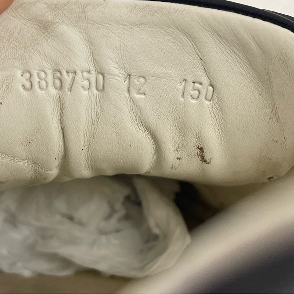 Black Leather Men's Low-Top Sneakers with Green/Red Stripe - Picture 12 of 12